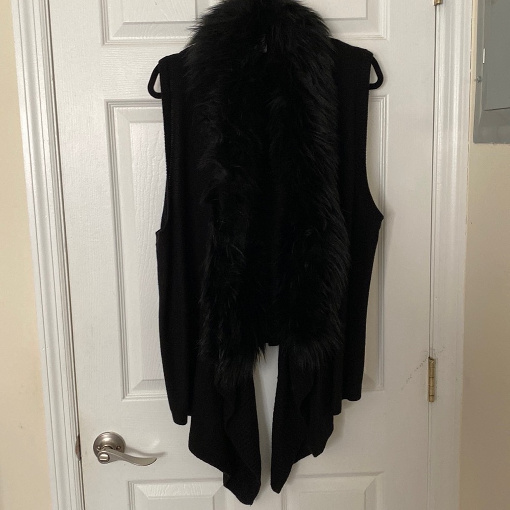 Black Michael Kors Vest with Faux Fur Collar